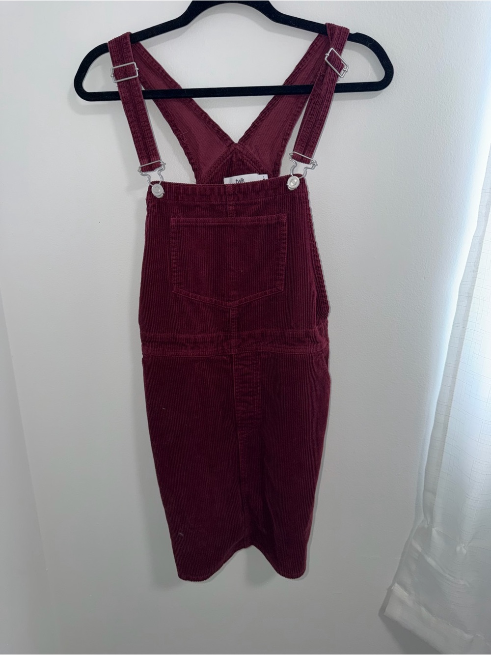 twik Corduroy Overall Dress in Wine